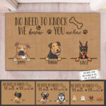 No Need To Knock We Know You Are Here Personalized Dog Doormat