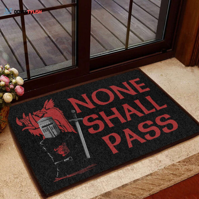 None Shall Pass All Over Printing Doormat