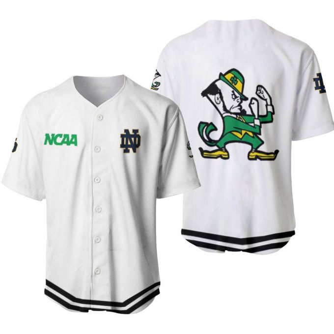 Notre Dame Fighting Irish Classic White With Mascot Gift For Notre Dame Fighting Irish Fans Baseball Jersey Gift for Men Dad