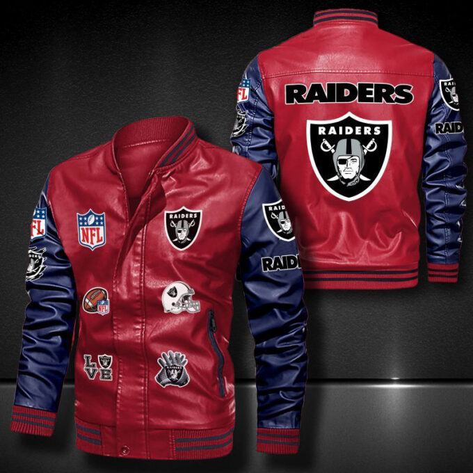 Oakland Raiders Leather Bomber Jacket