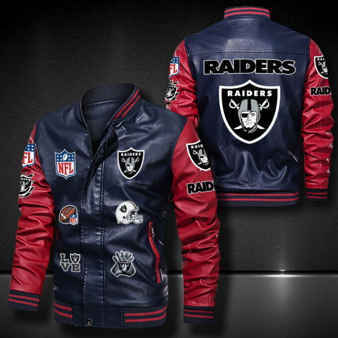 Oakland Raiders Leather Bomber Jacket