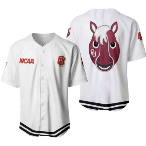 Oklahoma Sooners Classic White With Mascot Gift For Oklahoma Sooners Fans Baseball Jersey