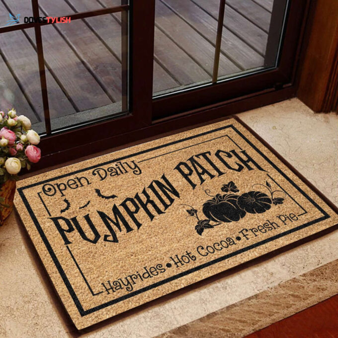 Open Daily Pumpkin Patch Doormat