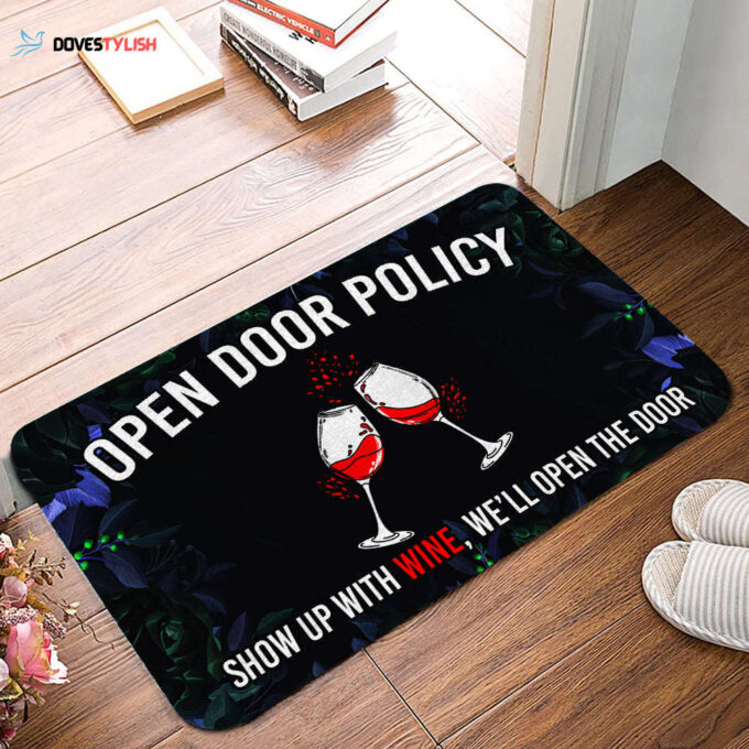 Open Door Policy Doormat – Wine Doormat