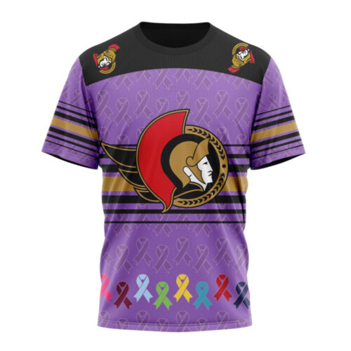 Ottawa Senators Fights Cancer Unisex T-Shirt For Fans Gifts 2024