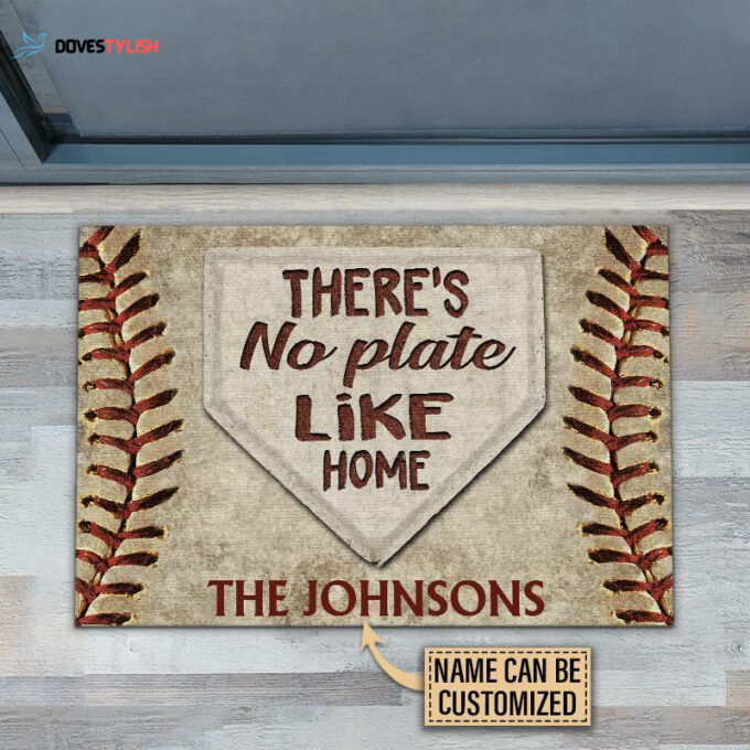 Personalized Baseball No Plate Like Home Customized Doormat