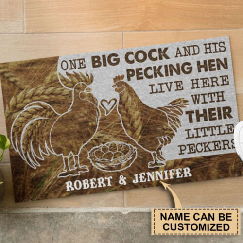 Personalized Chicken Couple Live Here Doormat