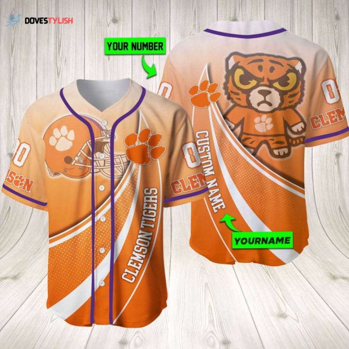 Personalized Clemson Tigers Baseball Jersey Baseball Jersey Mascot