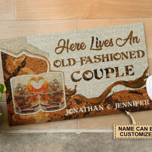 Personalized Cocktail Old-fashioned Couple Customized Doormat
