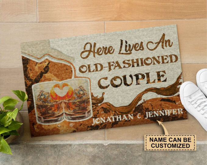 Personalized Cocktail Old-fashioned Couple Customized Doormat