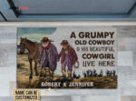 Personalized Cowboy And Cowgirl Live Here Customized Doormat