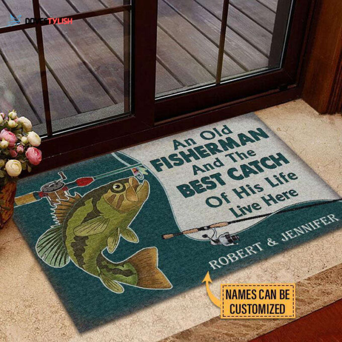 Personalized Fishing Best Catch Of His Life Customized Doormat
