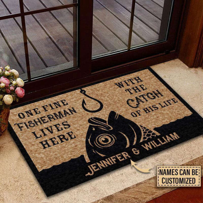 Personalized Fishing One Fine Fisherman Customized Doormat