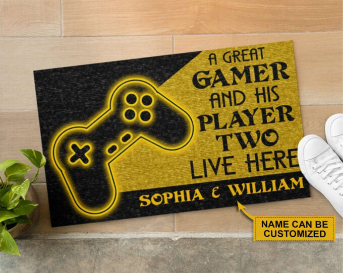 Personalized Game And His Player Two Live Here Customized Doormat