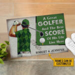 Personalized Golf Green Couple Golfer Best Score Live Customized Doormat