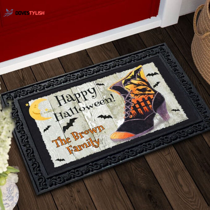 Personalized Halloween Witches Boot Doormat Home Decor 2024