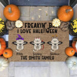 Personalized It’s Freakin’ Bats I Love Halloween Doormat Cat Flying Halloween Decorations Home Decor Mat HT