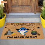 Personalized It’s Freakin’ Bats I Love Halloween Doormat Family Shark Halloween Decorations Home Decor Mat HT