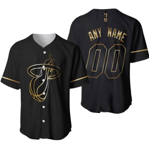 Personalized Miami Heat 00 Anyname Golden Edition Black Jersey Inspired Style Gift For Miami Heat Fans Baseball Jersey