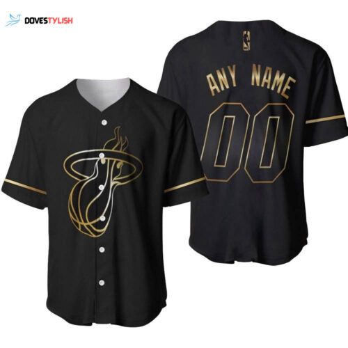 Personalized Miami Heat 00 Anyname Golden Edition Black Jersey Inspired Style Gift For Miami Heat Fans Baseball Jersey