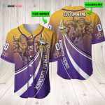 Personalized Minnesota Vikings Baseball Jersey Baseball Jersey Mascot