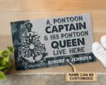 Personalized Navy Pontoon Captain And Pontoon Queen Doormat