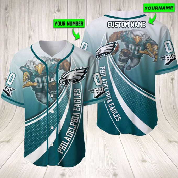 Personalized Philadelphia Eagles Baseball Jersey Baseball Jersey Mascot