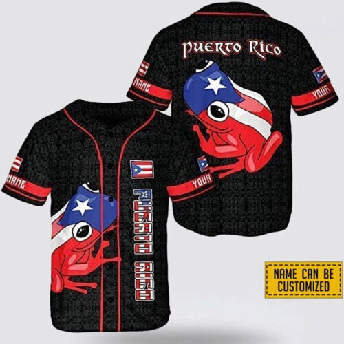 Personalized Puerto Rico Frog Baseball Jersey