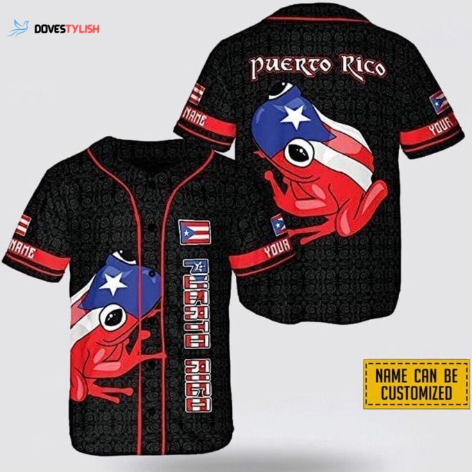 Personalized Puerto Rico Frog Baseball Jersey