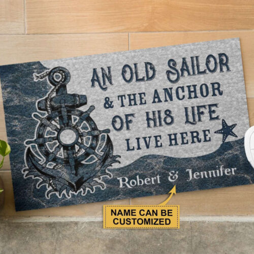 Personalized Sailor Anchor Of His Life Customized Doormat