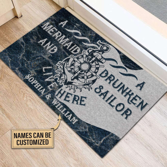 Personalized Sailor Live Here Customized Doormat