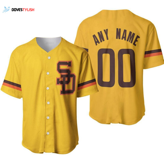 Personalized San Diego Padres 1982 Cooperstown Collection Golden Jersey Inspired Style Gift For San Diego Padres Fans Baseball Jersey