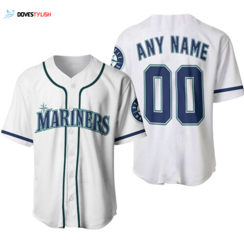Personalized Seattle Mariners 00 Anyname Majestic Alternative White Jersey Inspired Style Gift For Seattle Mariners Fans Baseball Jersey Gift for Men Dad