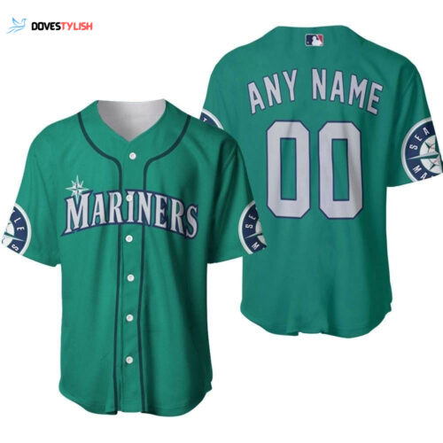 Personalized Seattle Mariners 00 Anyname Majestic Northwest Green Jersey Inspired Style Gift For Seattle Mariners Fans Baseball Jersey Gift for Men Dad