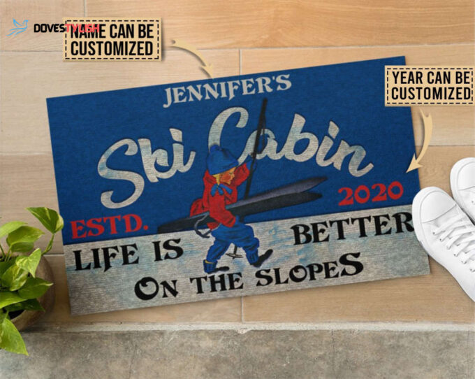 Personalized Skiing Ski Cabin Better Customized Doormat