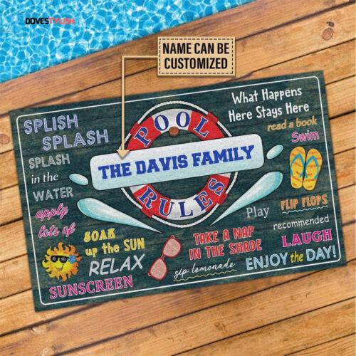 Personalized Swimming Pool Rules Customized Doormat