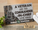 Personalized Veteran Camo Couple Live Here Doormat