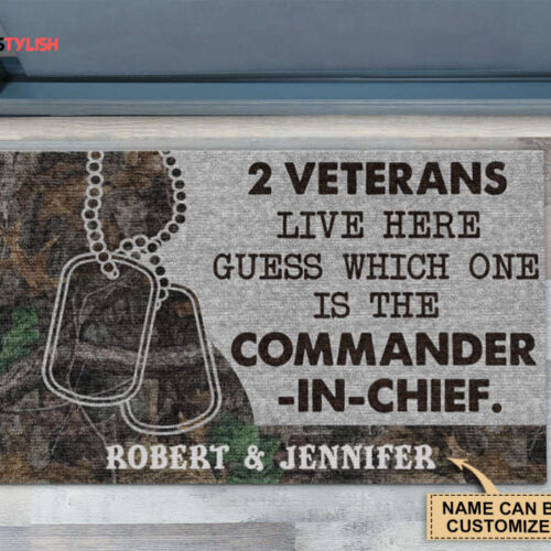 Personalized Veteran Camo Guess Which One Doormat