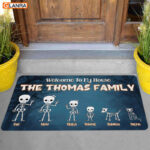 Personalized Welcome To My House Halloween Doormat Skeleton Family Halloween Decorations Home Decor Mat HT