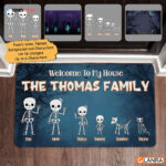 Personalized Welcome To My House Halloween Doormat Skeleton Family Halloween Decorations Home Decor Mat HT