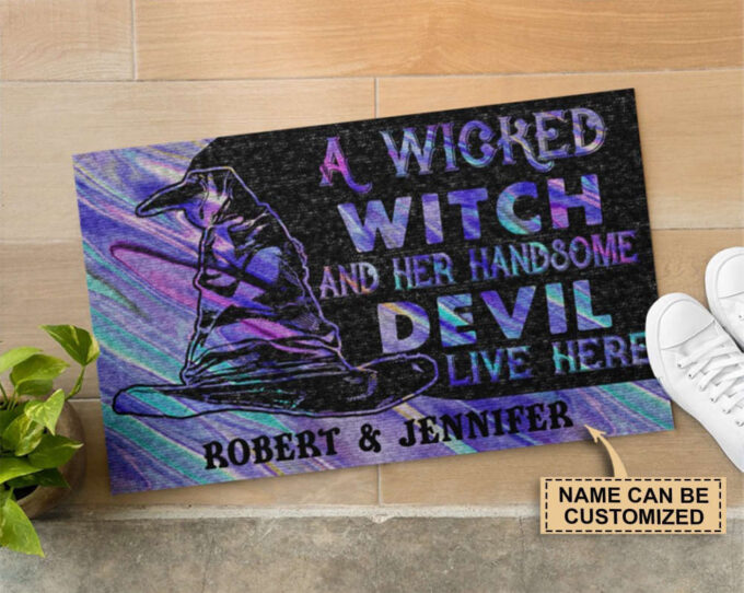 Personalized Wicked Witch Devil Live Here Doormat