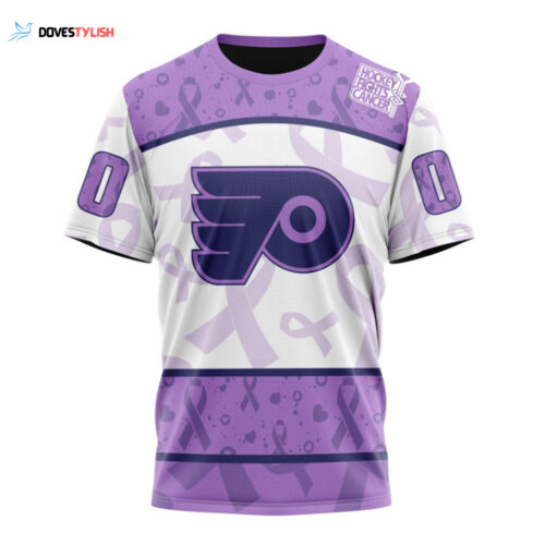 Philadelphia Flyers Special Lavender Hockey Fights Cancer Unisex T-Shirt For Fans Gifts 2024