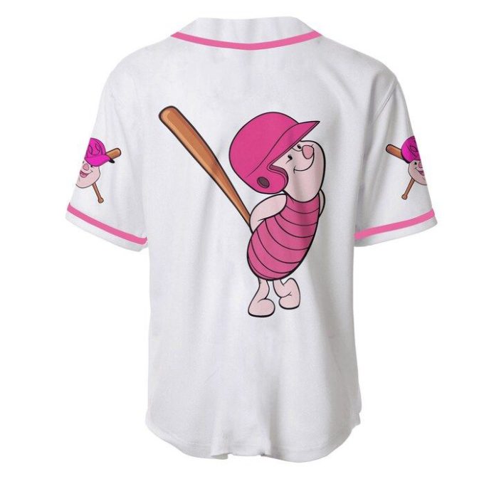 Piglet Winnie The Pooh White Pink Disney Unisex Cartoon Graphics Casual Outfits Custom Baseball Jersey Gift for Men Dad