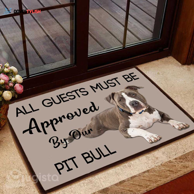 Pit Bull Lying Down 01 All Over Printing Doormat