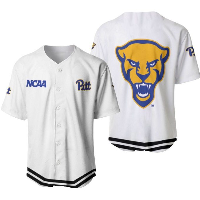 Pittsburgh Panthers Classic White With Mascot Gift For Pittsburgh Panthers Fans Baseball Jersey Gift for Men Dad