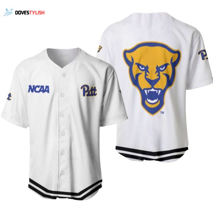 Pittsburgh Panthers Classic White With Mascot Gift For Pittsburgh Panthers Fans Baseball Jersey Gift for Men Dad
