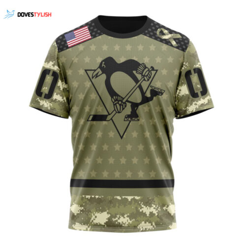 Pittsburgh Penguins Special Camo Military Appreciation Unisex T-Shirt For Fans Gifts 2024