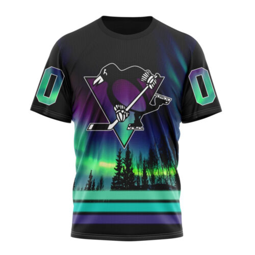 Pittsburgh Penguins Special Design With Northern Lights Unisex T-Shirt For Fans Gifts 2024