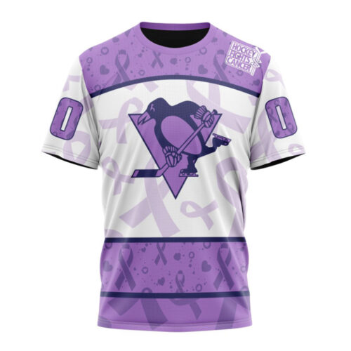 Pittsburgh Penguins Special Lavender Hockey Fights Cancer Unisex T-Shirt For Fans Gifts 2024