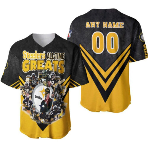 Pittsburgh Steelers All-Time Greats Legends Coach And Amazing Team Designed Allover Gift With Custom Name Number For Steelers Fans Baseball Jersey